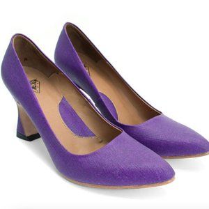 Fluevog Big Presence Desmond pump, 7, Purple waxed linen